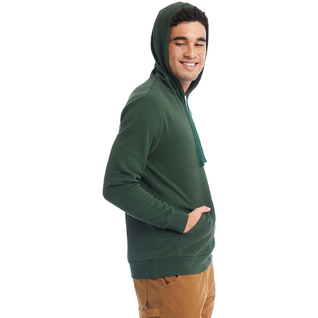 Alternative Apparel Men's Varsity Green Eco Cozy Fleece Pullover Hooded Sweatshirt
