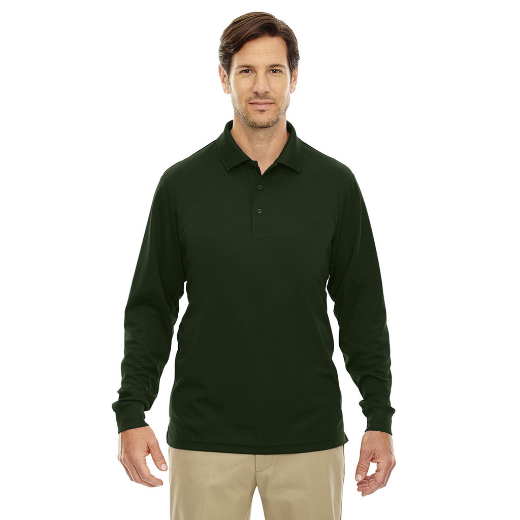 Core 365 Men's Forest Green Pinnacle Performance Long-Sleeve Pique Polo