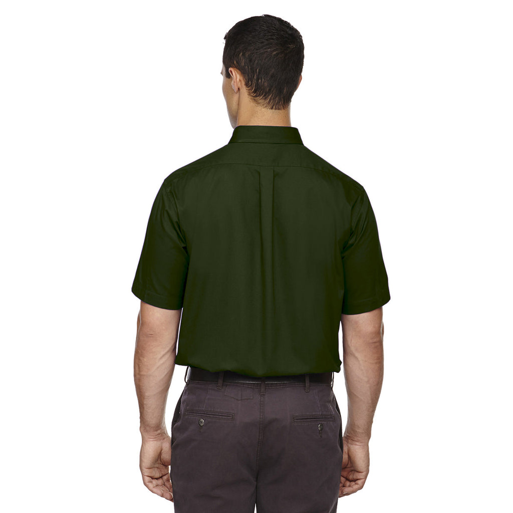 Core 365 Men's Forest Green Optimum Short-Sleeve Twill Shirt