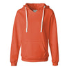 J. America Women's Neon Orange Sueded V-Neck Hooded Sweatshirt
