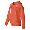 J. America Women's Neon Orange Sueded V-Neck Hooded Sweatshirt