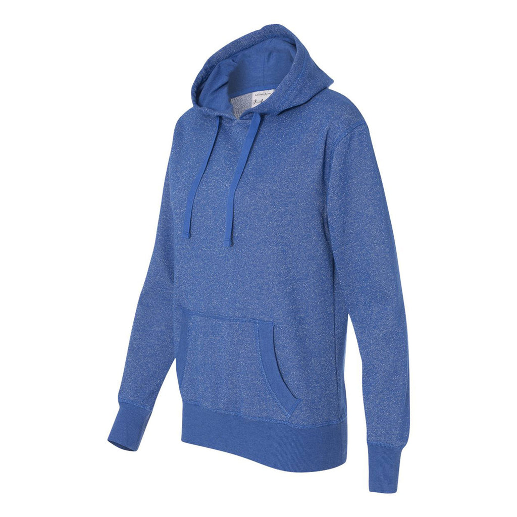 J. America Women's Royal/Silver Glitter French Terry Hooded Pullover