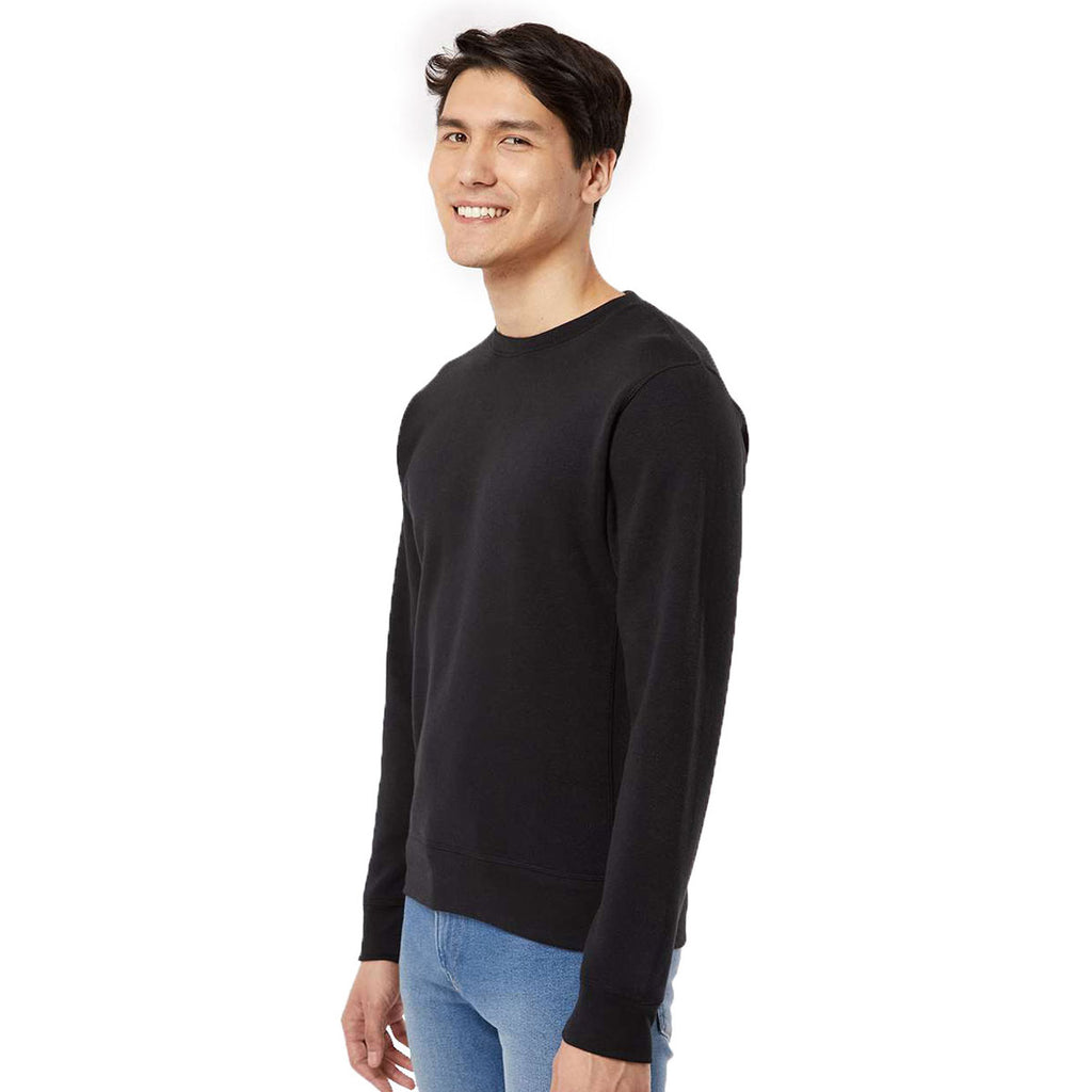 J. America Men's Black Solid Triblend Fleece Crewneck Sweatshirt