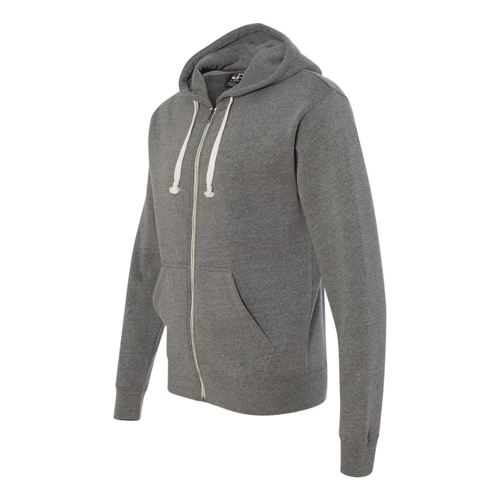 J. America Men's Smoke Triblend Triblend Hooded Full-Zip Sweatshirt