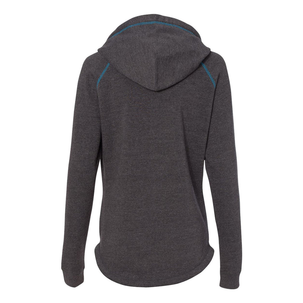 J. America Women's Electric Blue Half-Zip Triblend Hooded Pullover Sweatshirt