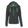 J. America Women's Neon Green Half-Zip Triblend Hooded Pullover Sweatshirt
