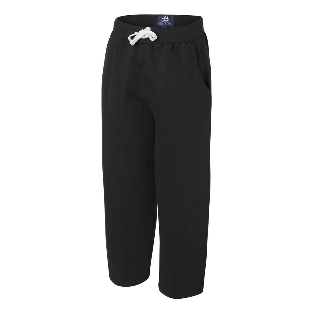 J. America Men's Black Premium Open Bottom Sweatpants