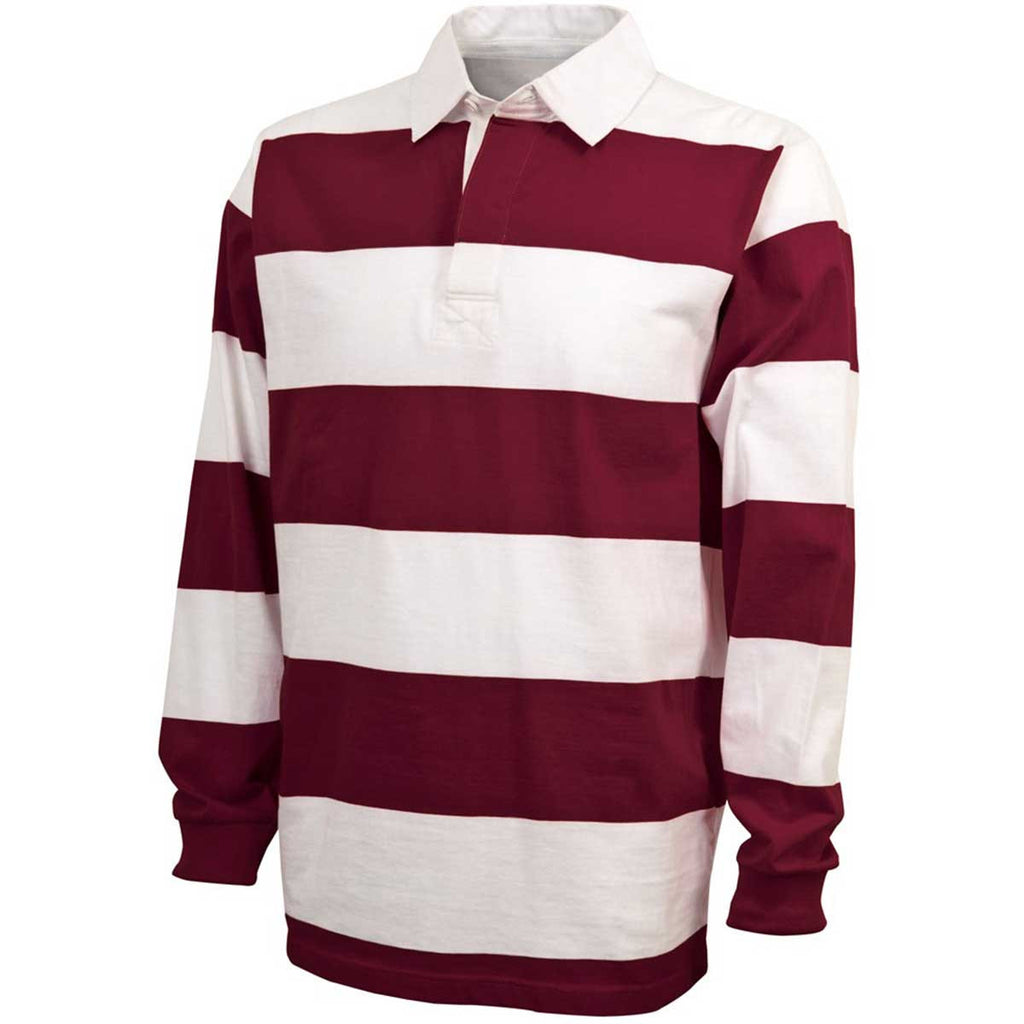 Charles River Men's Maroon/White Classic Rugby Shirt