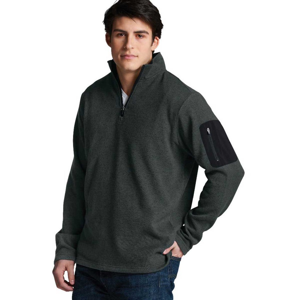 Charles River Men's Charcoal Heather Heathered Fleece Pullover