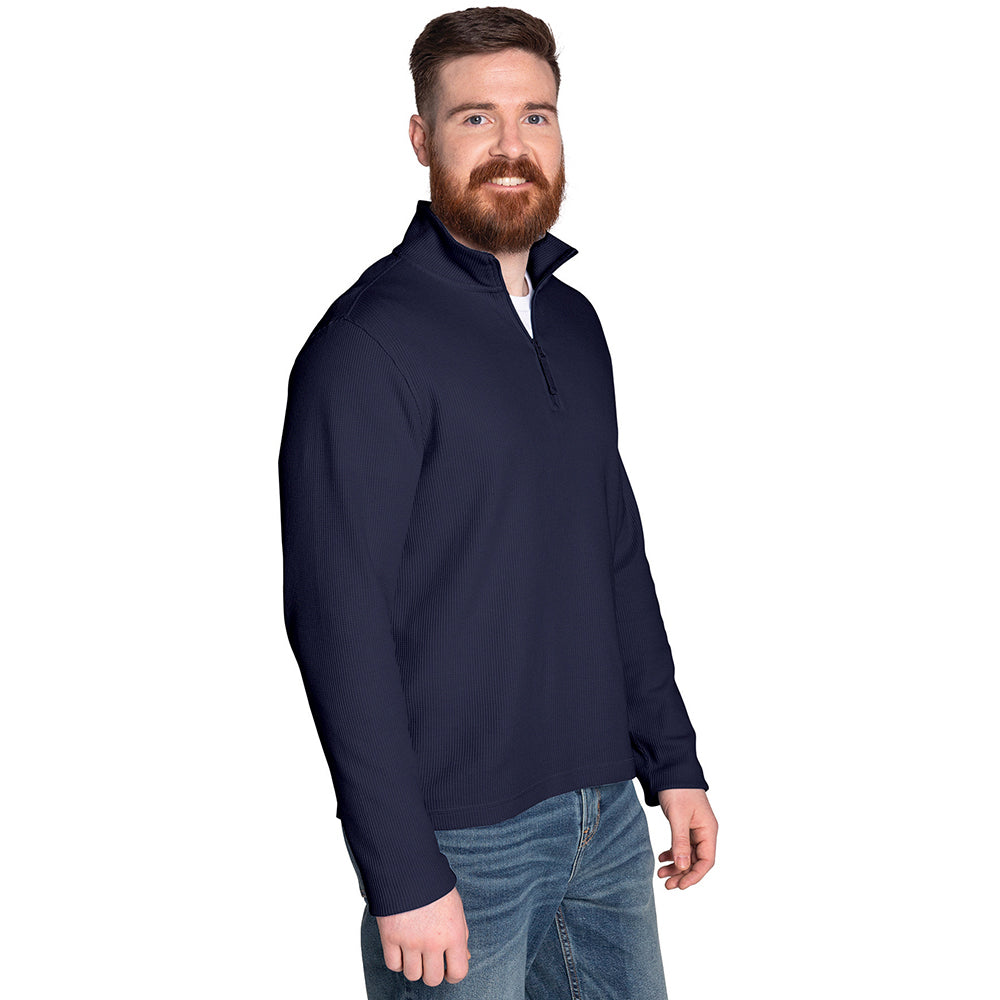 Charles River Men's Navy Waffle Quarter Zip Pullover