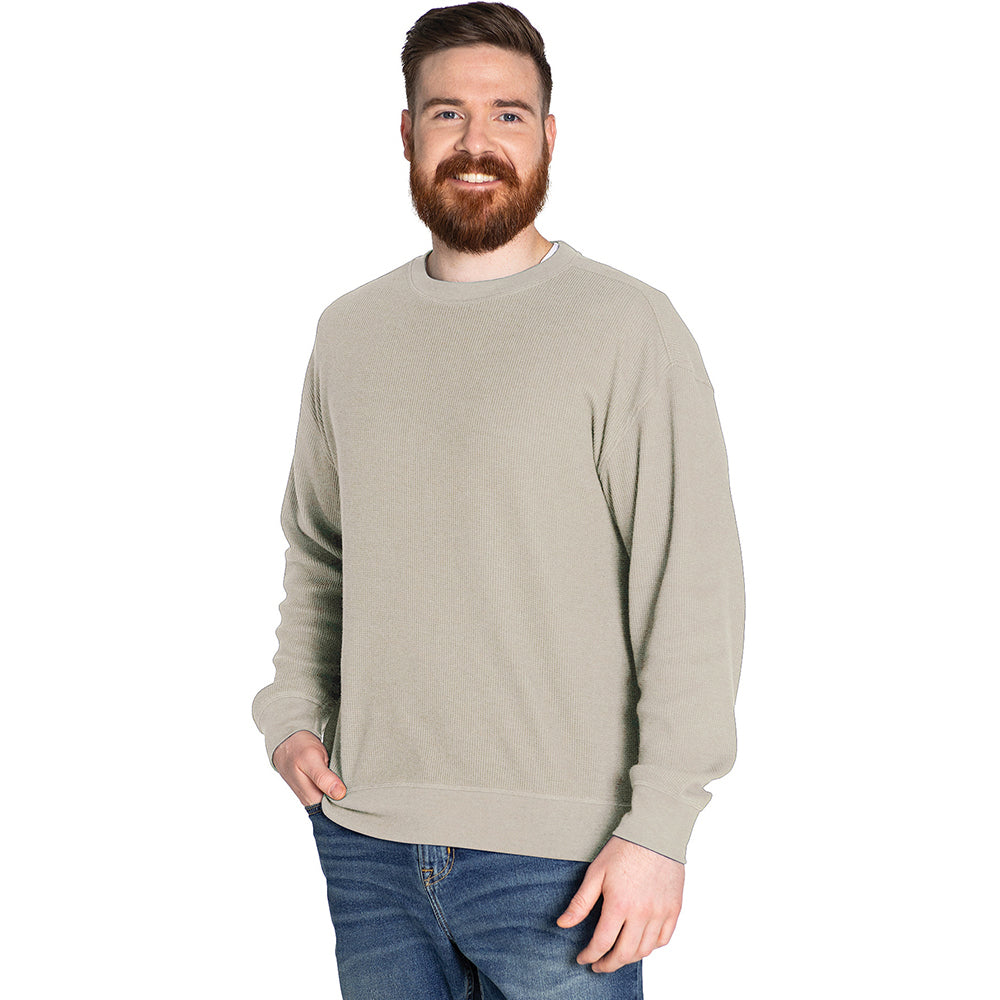 Charles River Unisex Ivory Waffle Crew Neck Sweatshirt