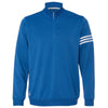 adidas Golf Men's Ultramarine/White Climalite 3-Stripes French Terry Quarter-Zip Pullover