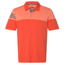 adidas Golf Men's Blaze Orange/Vista Grey Heather 3-Stripe Block Sport Shirt