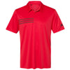 adidas Men's Collegiate Red/Black 3 Stripe Chest Polo