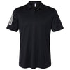 adidas Men's Black/White Floating 3-Stripes Sport Shirt