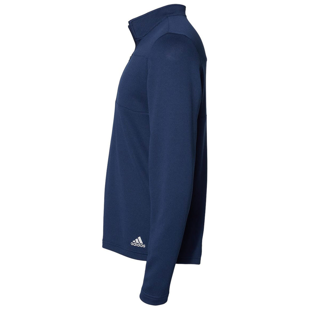 adidas Men's Team Navy Blue/Grey Two 3-Stripes Double Knit Quarter-Zip Pullover