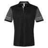 adidas Men's Black/Grey Three Striped Sleeve Sport Shirt