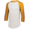 Augusta Sportswear Men's White/Gold 3/4-Sleeve Baseball Jersey