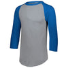 Augusta Sportswear Men's Athletic Heather/Royal 3/4-Sleeve Baseball Jersey