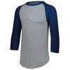 Augusta Sportswear Men's Athletic Heather/Navy 3/4-Sleeve Baseball Jersey