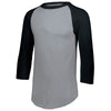 Augusta Sportswear Men's Athletic Heather/Black 3/4-Sleeve Baseball Jersey