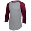 Augusta Sportswear Men's Athletic Heather/Maroon 3/4-Sleeve Baseball Jersey
