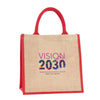 Perfect Line Red Jute Shopper Tote