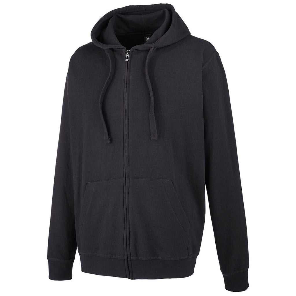 Burnside Men's Solid Black French Terry Full-Zip Hooded Sweatshirt