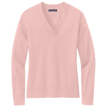 Brooks Brothers Women's Pearl Pink Cotton Stretch V-Neck Sweater