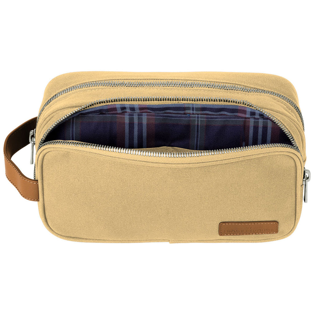 Brooks Brothers Ledger Khaki Wells Dopp Kit