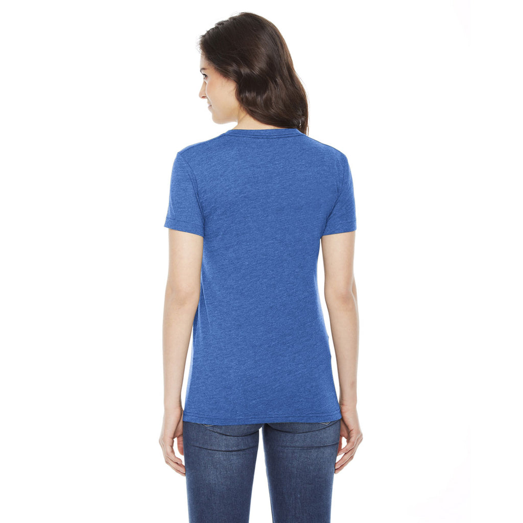 American Apparel Women's Heather Lake Blue Poly-Cotton Short Sleeve Crewneck T-Shirt