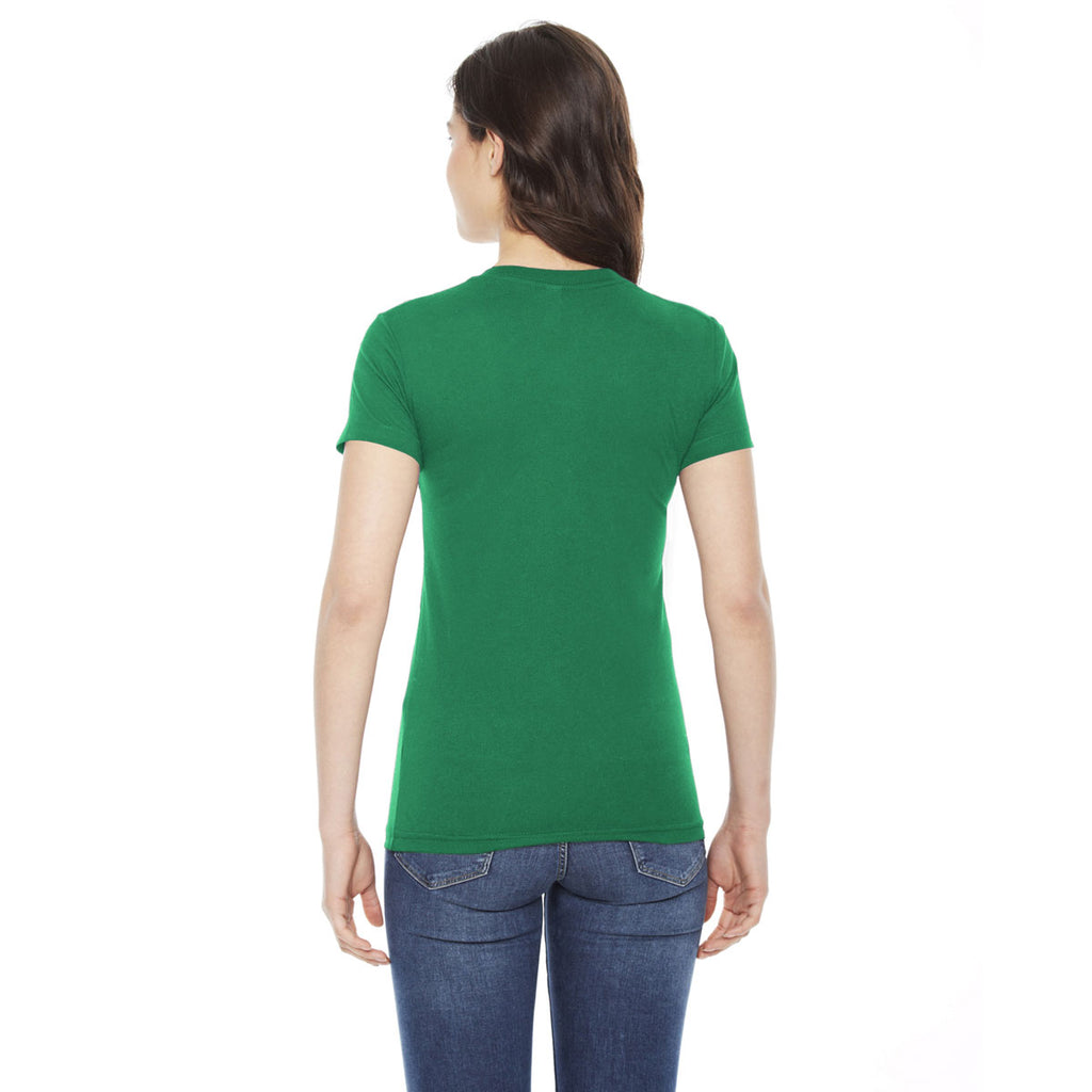 American Apparel Women's Kelly Green Poly-Cotton Short Sleeve Crewneck T-Shirt