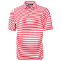 Cutter & Buck Men's Red Virtue Eco Pique Stripped Recycled Tall Polo