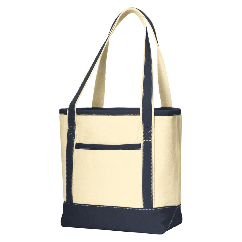 Port Authority Natural/Navy Medium Cotton Canvas Tote