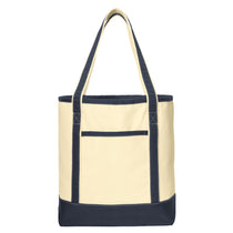 Port Authority Natural/Navy Large Cotton Canvas Tote