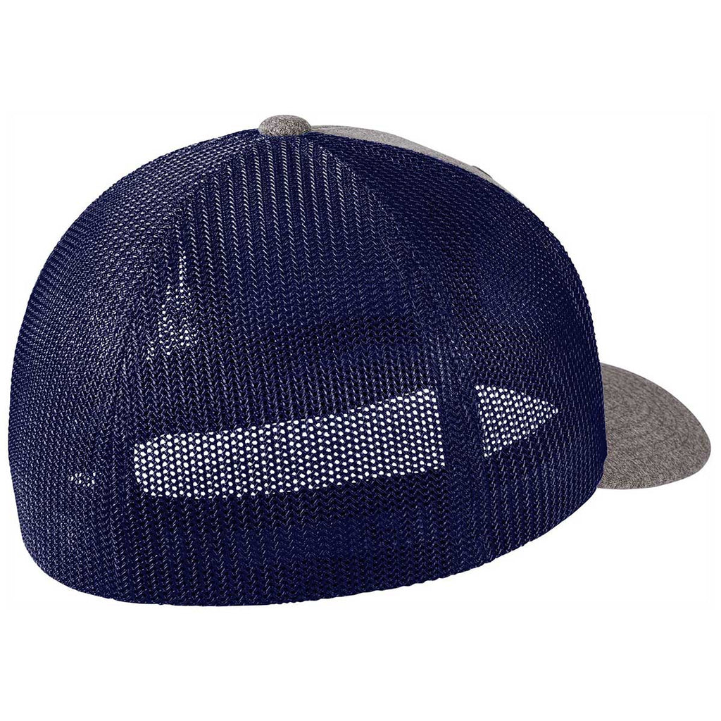 Port Authority True Navy/Grey Heather Flexfit Melange Trucker Mesh Back Cap