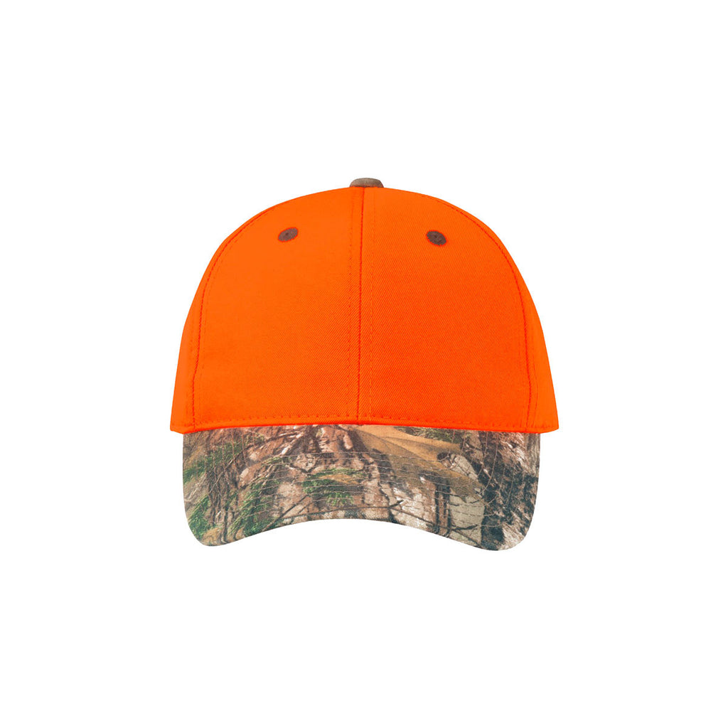 Port Authority Orange Blaze/Realtree Xtra Safety Cap with Camo Brim