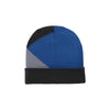 Port Authority Royal/ Black/ Silver Cuffed Colorblock Beanie