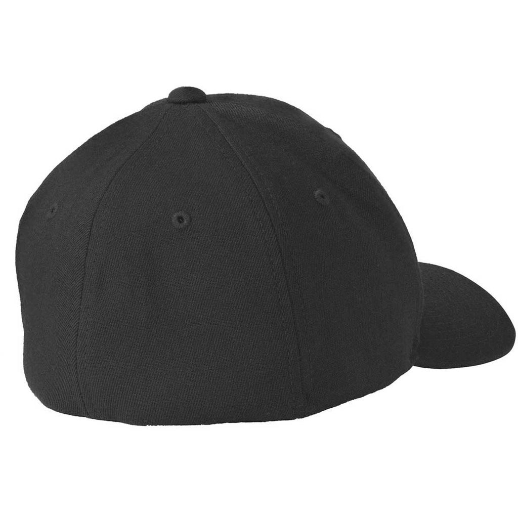 Port Authority Black Flexfit Wool Blend Cap