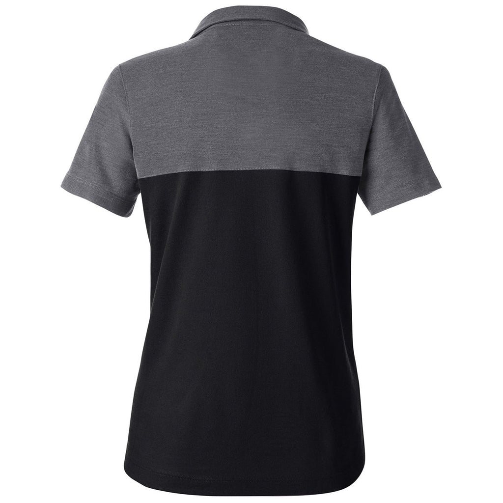 Core 365 Women's Black/Carbon Heather Fusion ChromaSoft Colorblock Polo