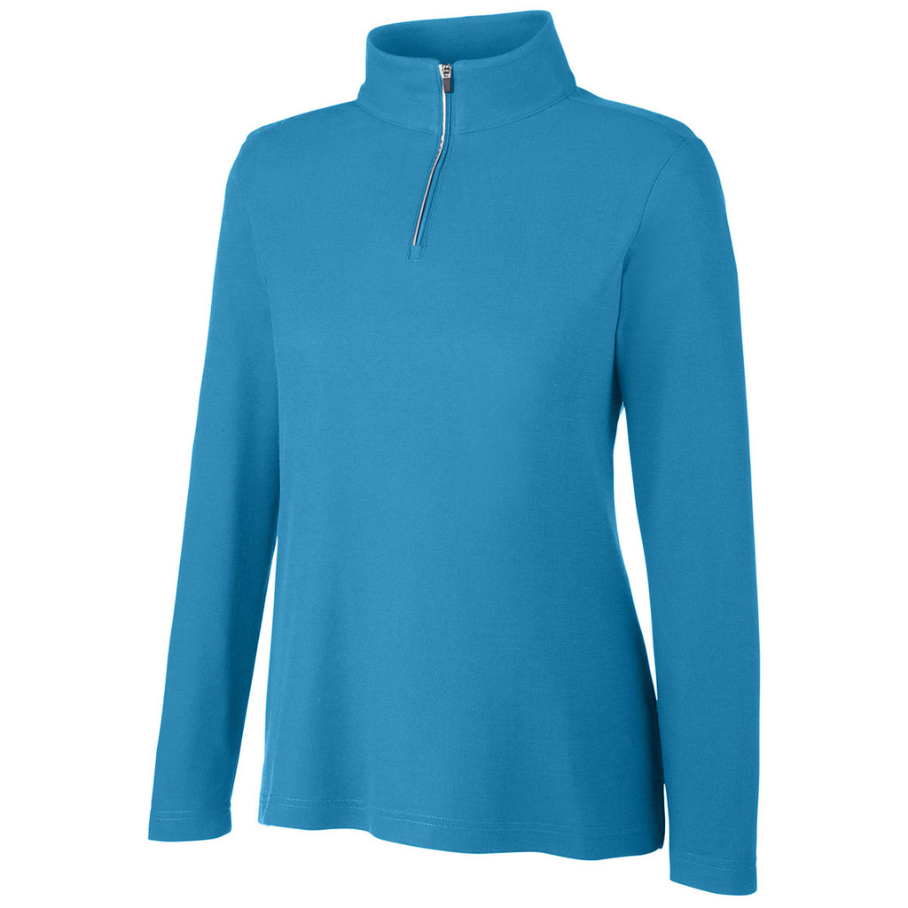 Core 365 Women's Electric Blue Fusion ChromaSoft Pique Quarter-Zip