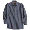 Red Kap Men's Tall Grey/Blue Long Size Striped Industrial Work Shirt