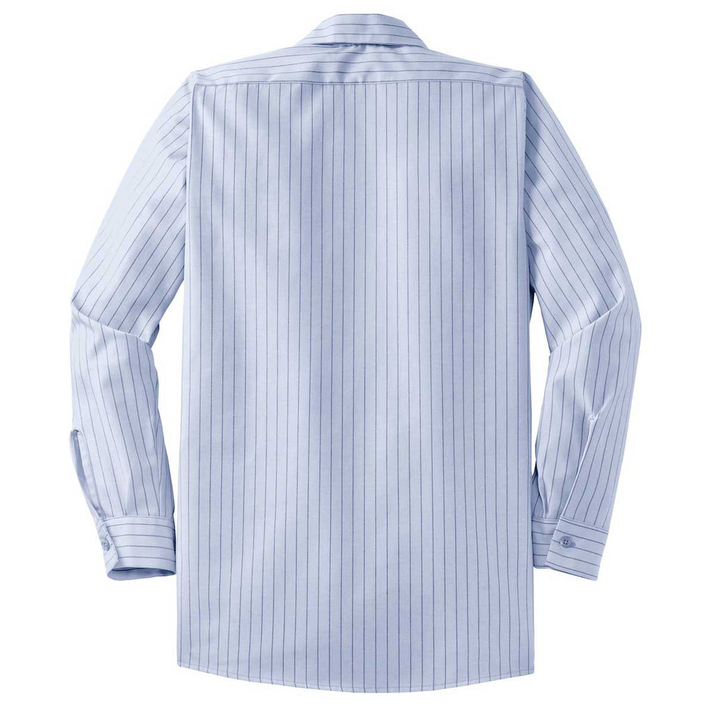 Red Kap Men's Tall Light Blue/Navy Long Sleeve Striped Industrial Work Shirt