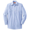 Red Kap Men's Tall White/Blue Long Sleeve Striped Industrial Work Shirt