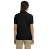 Devon & Jones Women's Black Pima Pique Short-Sleeve Y-Collar Polo