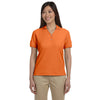Devon & Jones Women's Deep Orange Pima Pique Short-Sleeve Y-Collar Polo