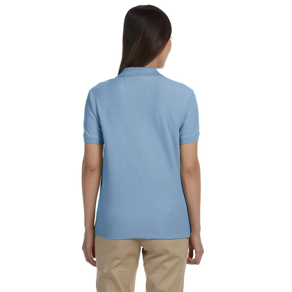 Devon & Jones Women's Slate Blue Pima Pique Short-Sleeve Y-Collar Polo