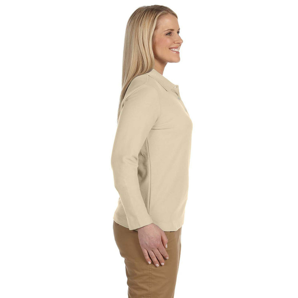 Devon & Jones Women's Stone Pima Pique Long-Sleeve Polo