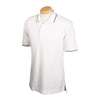 Devon & Jones Men's White/Navy Pima Pique Short-Sleeve Tipped Polo