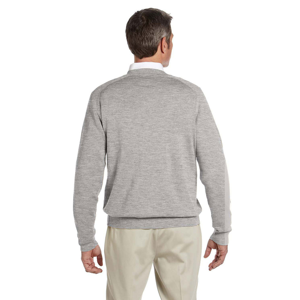 Devon & Jones Men's Grey Heather V-Neck Sweater